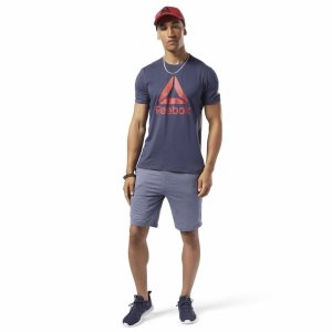 Koszulki Męskie Reebok Workout Ready Supremium Granatowe PL 18BAVRO